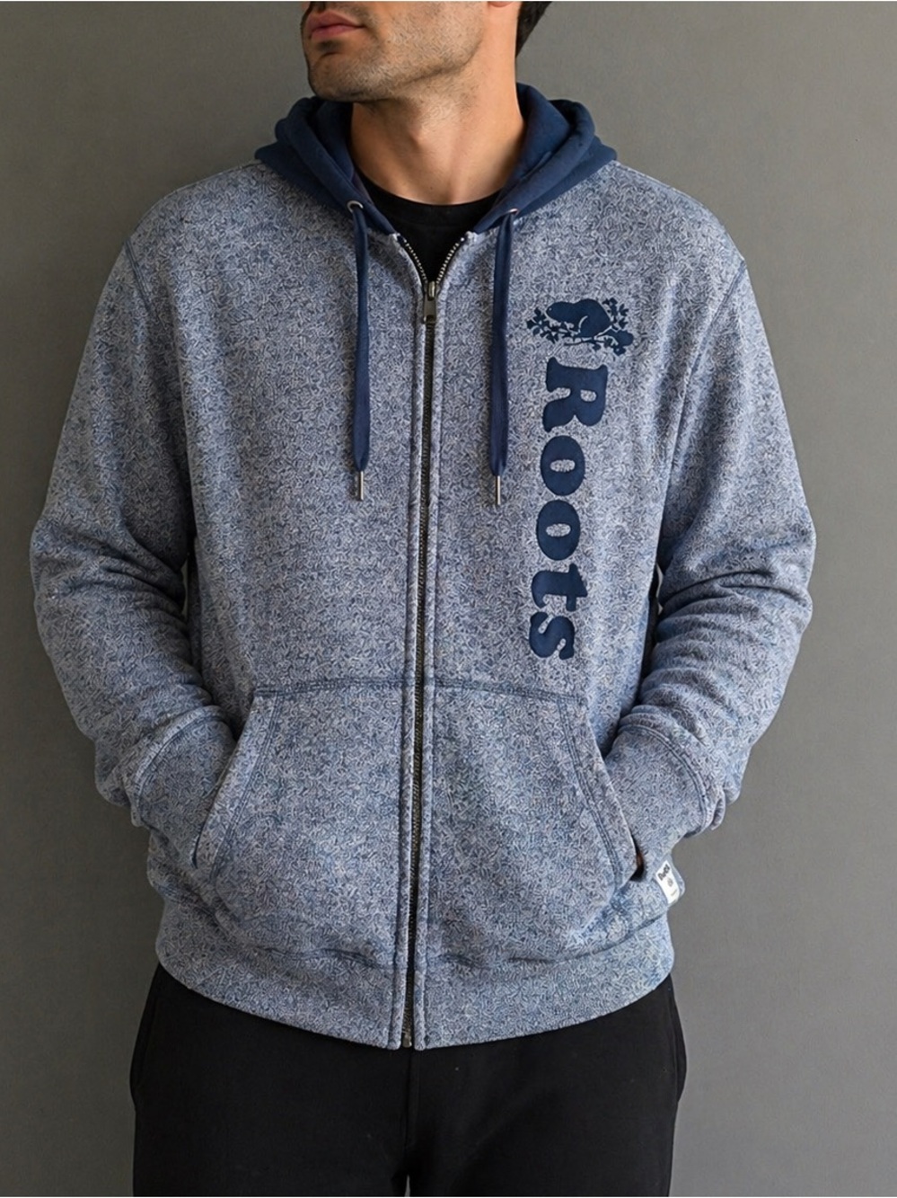 Roots Vancouver Hockey Zip Hoodie XL Men’s Grey Full Zip Beaver Logo Canada
